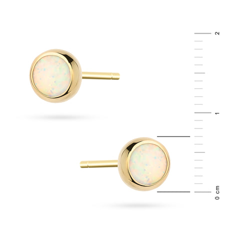 Yellow Gold Bezel-Set Opal Stud Earrings | 585 (14k) Yellow Gold Stud Earrings