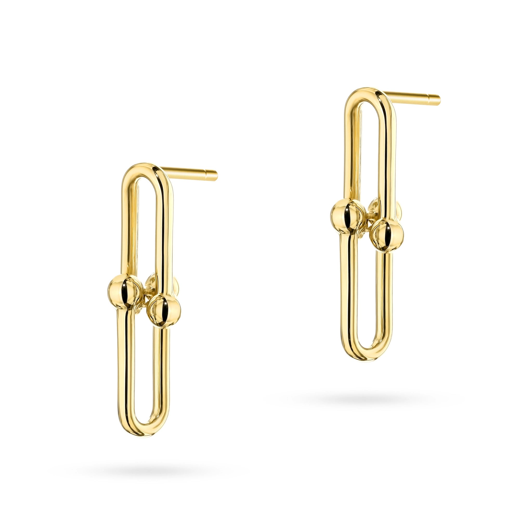 Yellow Gold Link and Bead Drop Stud Earrings | 585 (14k) Yellow Gold Stud Earrings