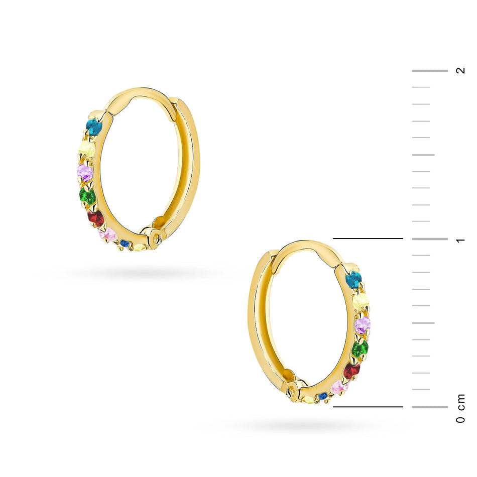 Kinder Gold Creolen mit Mehrfarbigen Zirkonia