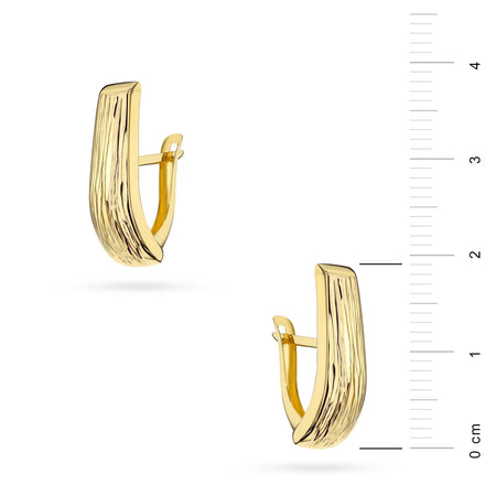 Yellow Gold Ridged Elongated Earrings | 375 (9k) Yellow Gold English Clasp Earrings