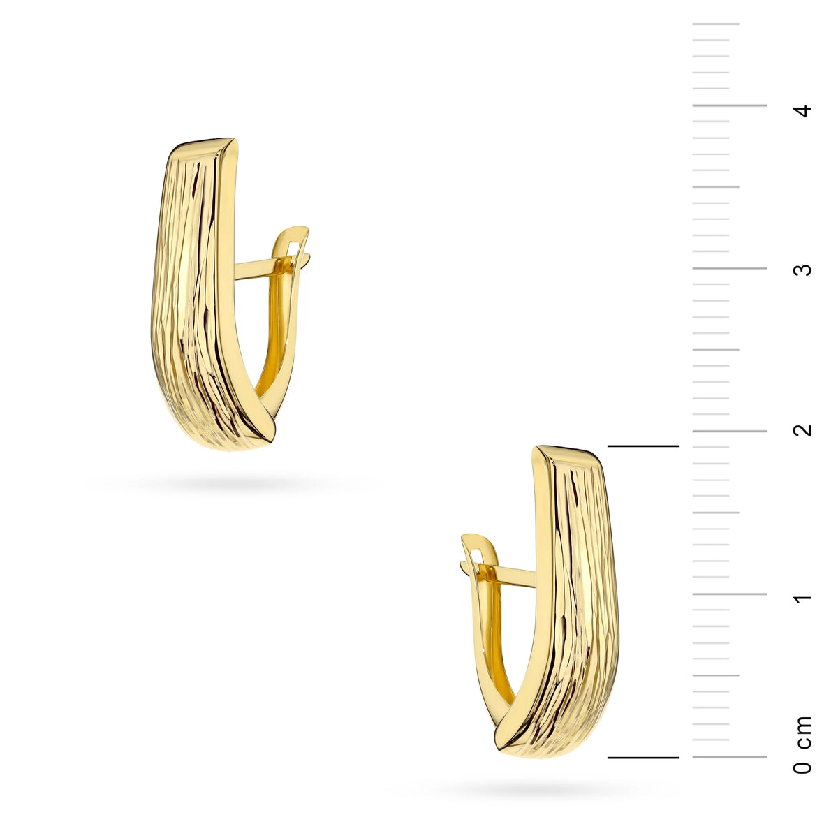 Yellow Gold Ridged Elongated Earrings | 585 (14k) Yellow Gold English Clasp Earrings