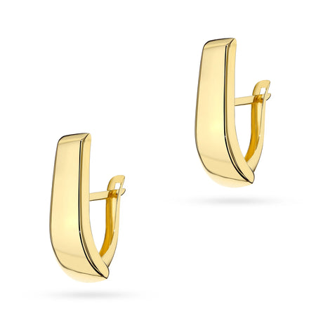 Yellow Gold Smooth Elongated Earrings | 585 (14k) Yellow Gold English Clasp Earrings