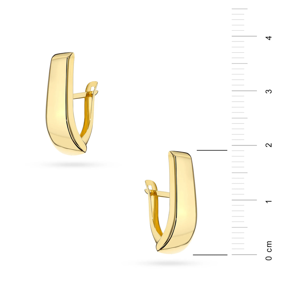 Yellow Gold Smooth Elongated Earrings | 585 (14k) Yellow Gold English Clasp Earrings