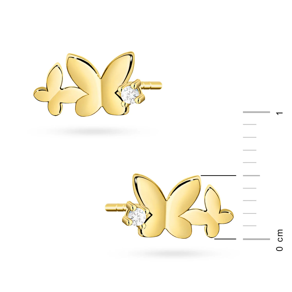 Kinder-Ohrstecker Schmetterling aus Gold mit Zirkonia