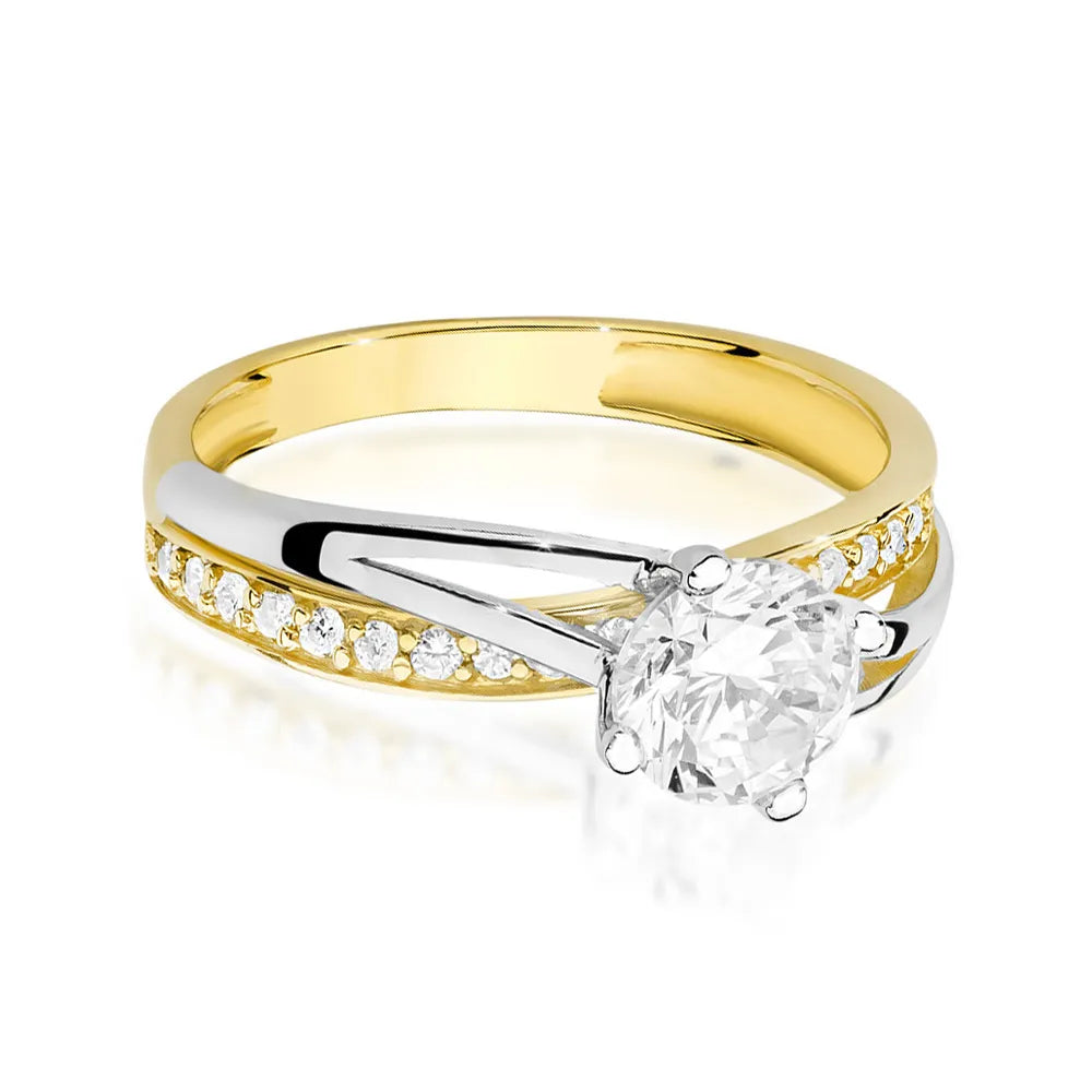 zweifarbiger Goldgeflecht-Ring mit Zirkonia EP069 333