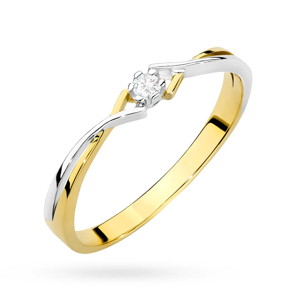 zweifarbiger Goldgeflecht-Ring mit Zirkonia EP097 333