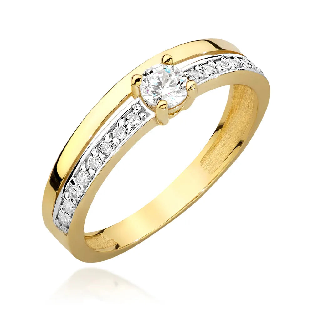 zweifarbiger Goldring mit Zirkonia ep113-333