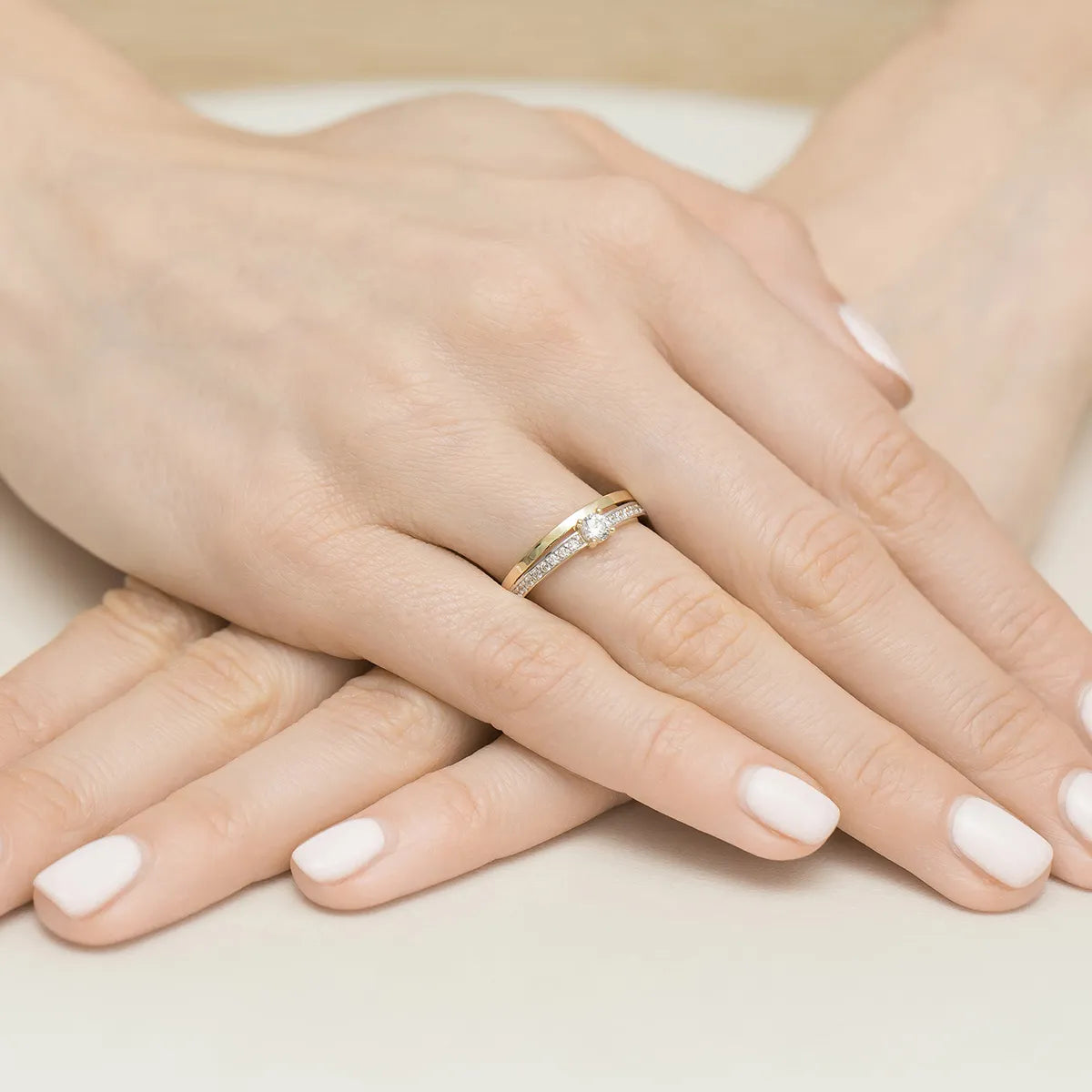 zweifarbiger Goldring mit Zirkonia ep113-333