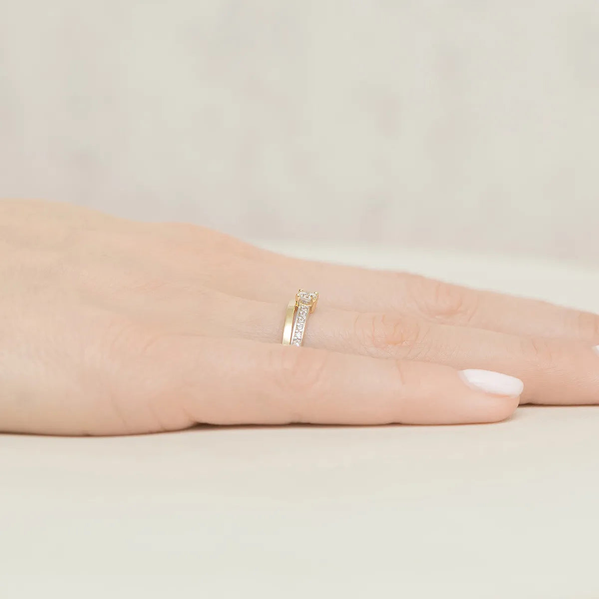 zweifarbiger Goldring mit Zirkonia ep113-333