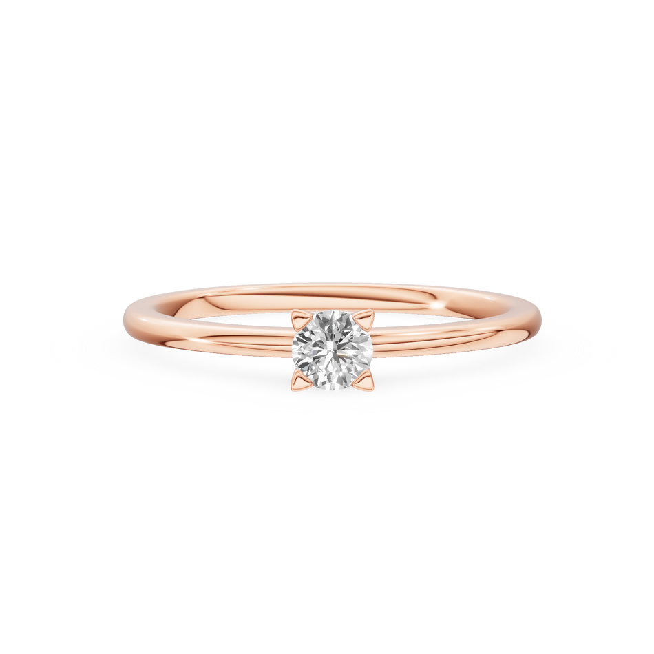 Rose Gold 14K (585) Engagement Ring - Gremari Seven Grace with 0,15ct Diamond, Round Cut