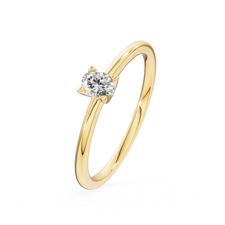 Gremari Seven Grace Verlobungsring aus Gelbgold mit 0,15 ct Labordiamant – Oval