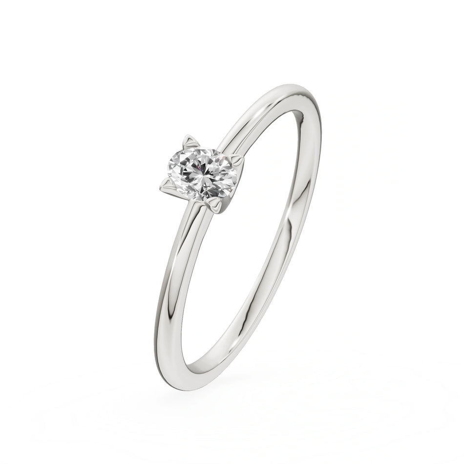 Gremari Seven Grace Verlobungsring aus Weißgold mit 0,15 ct Labordiamant – Oval