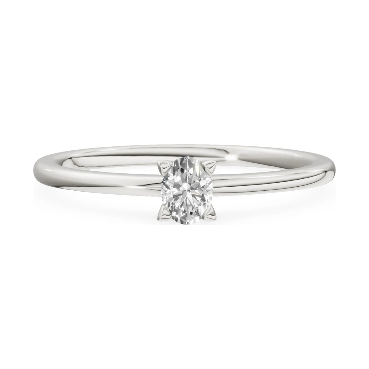 GREMARI Seven Grace 14K white gold engagement ring with 0.15 ct oval-cut lab-grown diamond