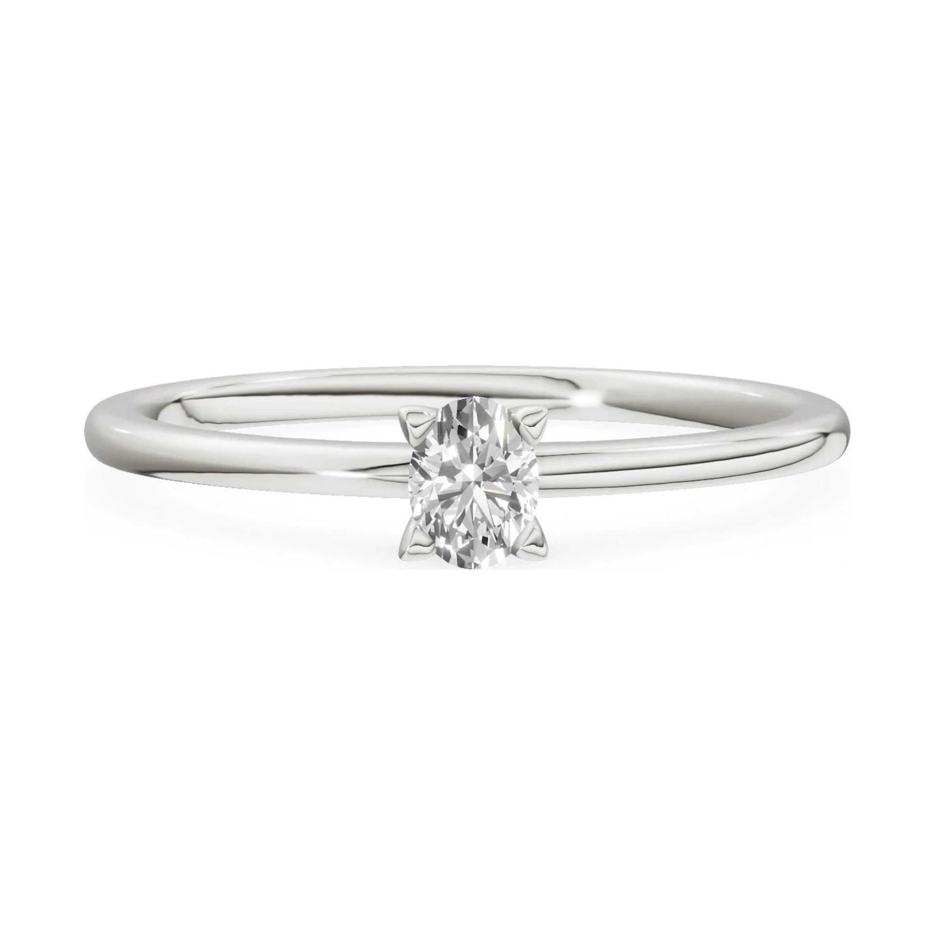 GREMARI Seven Grace 14K white gold engagement ring with 0.15 ct oval-cut lab-grown diamond