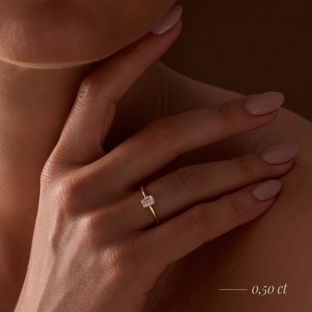 Gremari Seven Grace Verlobungsring aus Roségold mit 0,15 ct Labordiamant – Emerald