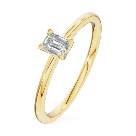 0.15 ct emerald-cut lab-grown diamond GREMARI Seven Grace engagement ring in 14K yellow gold