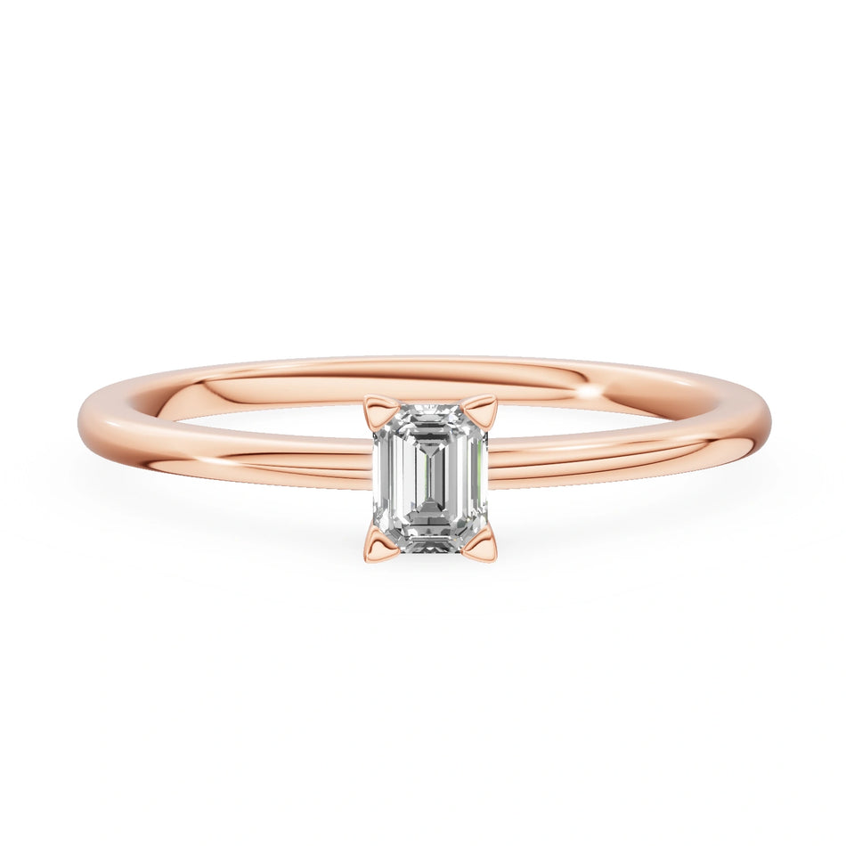 Gremari Seven Grace Verlobungsring aus Roségold mit 0,15 ct Naturdiamant – Emerald