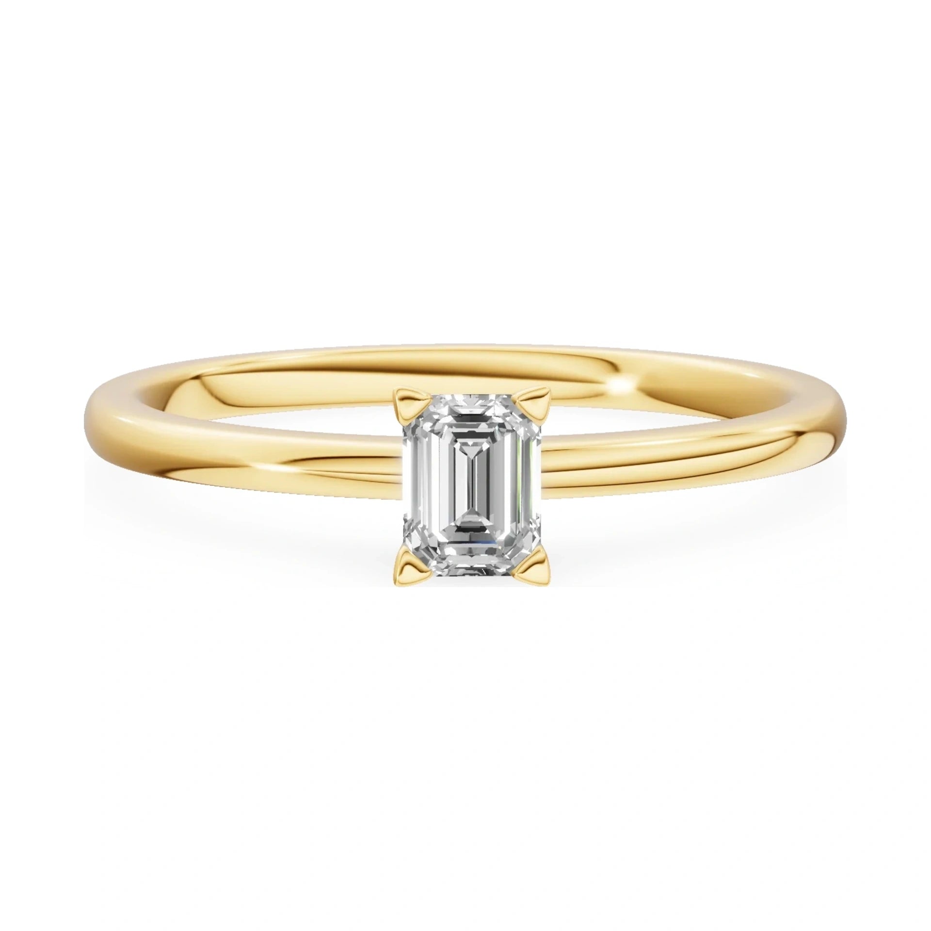 GREMARI Seven Grace 14K yellow gold engagement ring with 0.24 ct emerald-cut lab-grown diamond