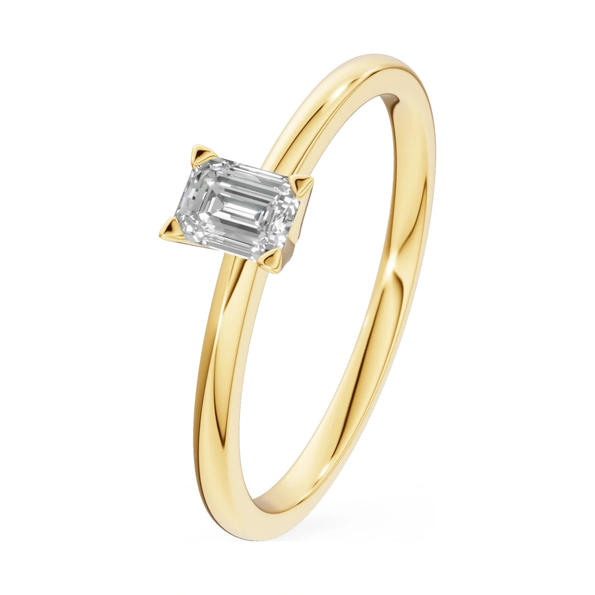 0.24 ct emerald-cut lab-grown diamond GREMARI Seven Grace engagement ring in 14K yellow gold
