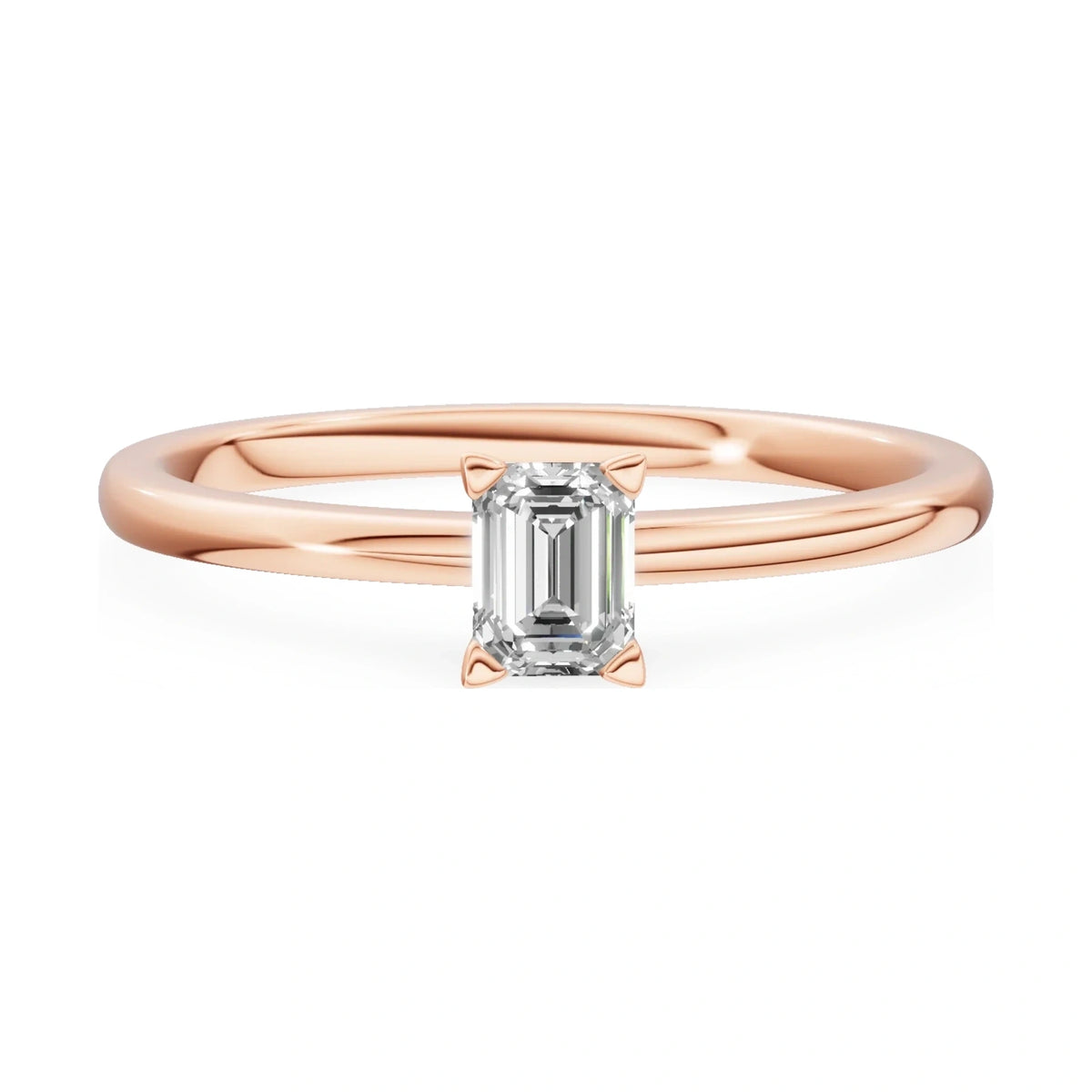 GREMARI Seven Grace 14K rose gold engagement ring with 0.24 ct emerald-cut lab-grown diamond
