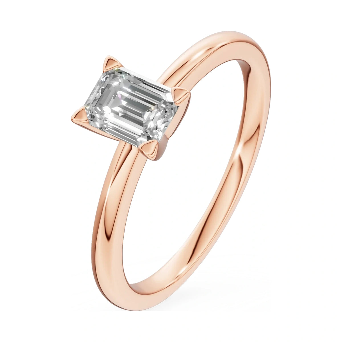 0.50 ct emerald-cut lab-grown diamond GREMARI Seven Grace engagement ring in 14K rose gold