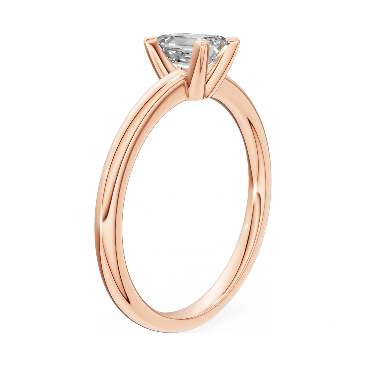 14K rose gold GREMARI Seven Grace ring with 0.50 ct emerald-cut lab-grown diamond