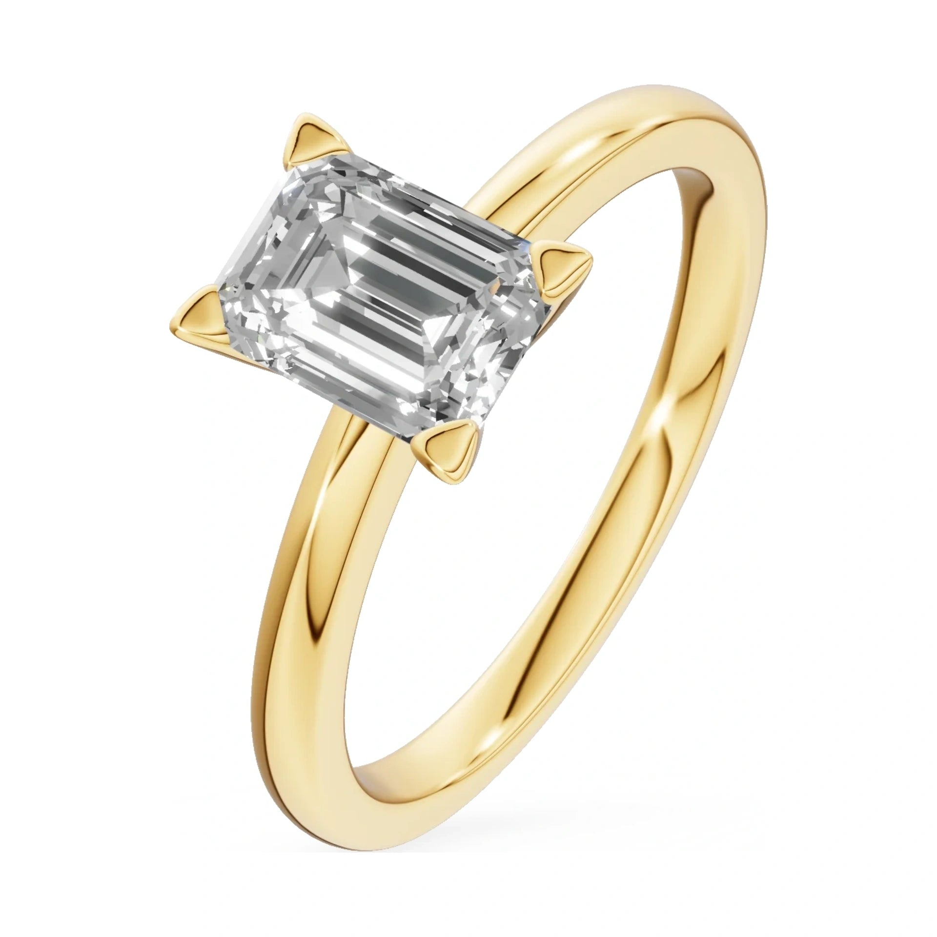 1.00 ct emerald-cut lab-grown diamond GREMARI Seven Grace engagement ring in 14K yellow gold