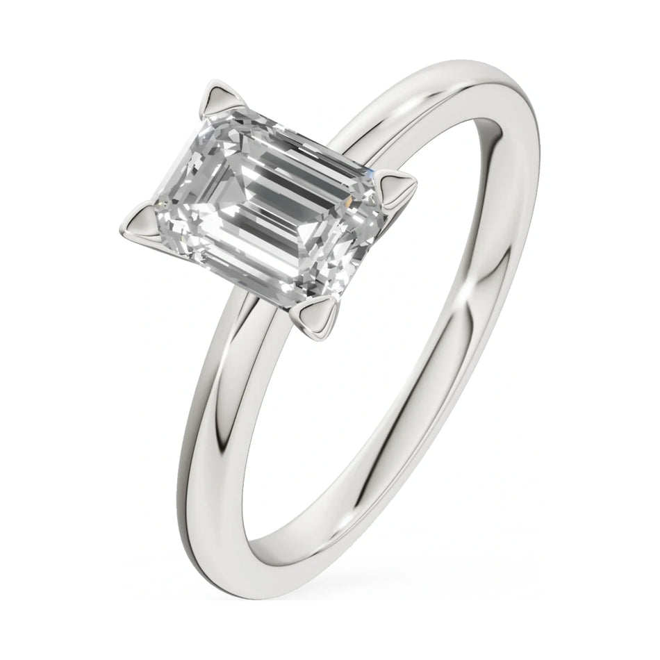 1.00 ct emerald-cut lab-grown diamond GREMARI Seven Grace engagement ring in 14K white gold
