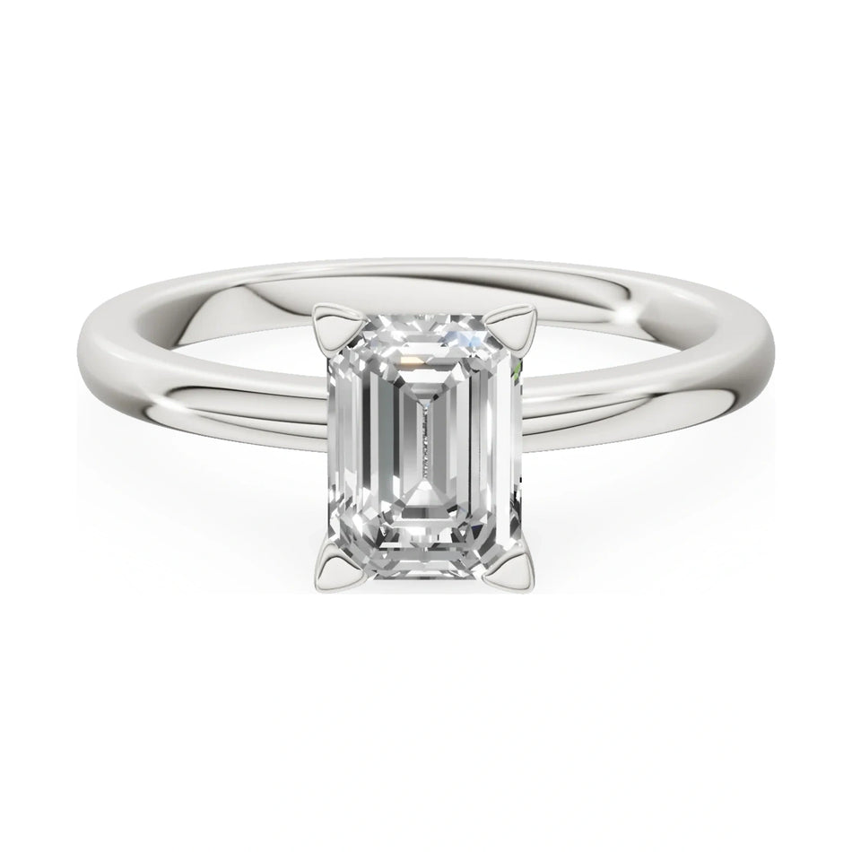 GREMARI Seven Grace 14K white gold engagement ring with 1.00 ct emerald-cut lab-grown diamond