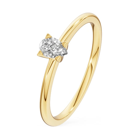 0.15 ct pear-cut lab-grown diamond GREMARI Seven Grace engagement ring in 14K yellow gold