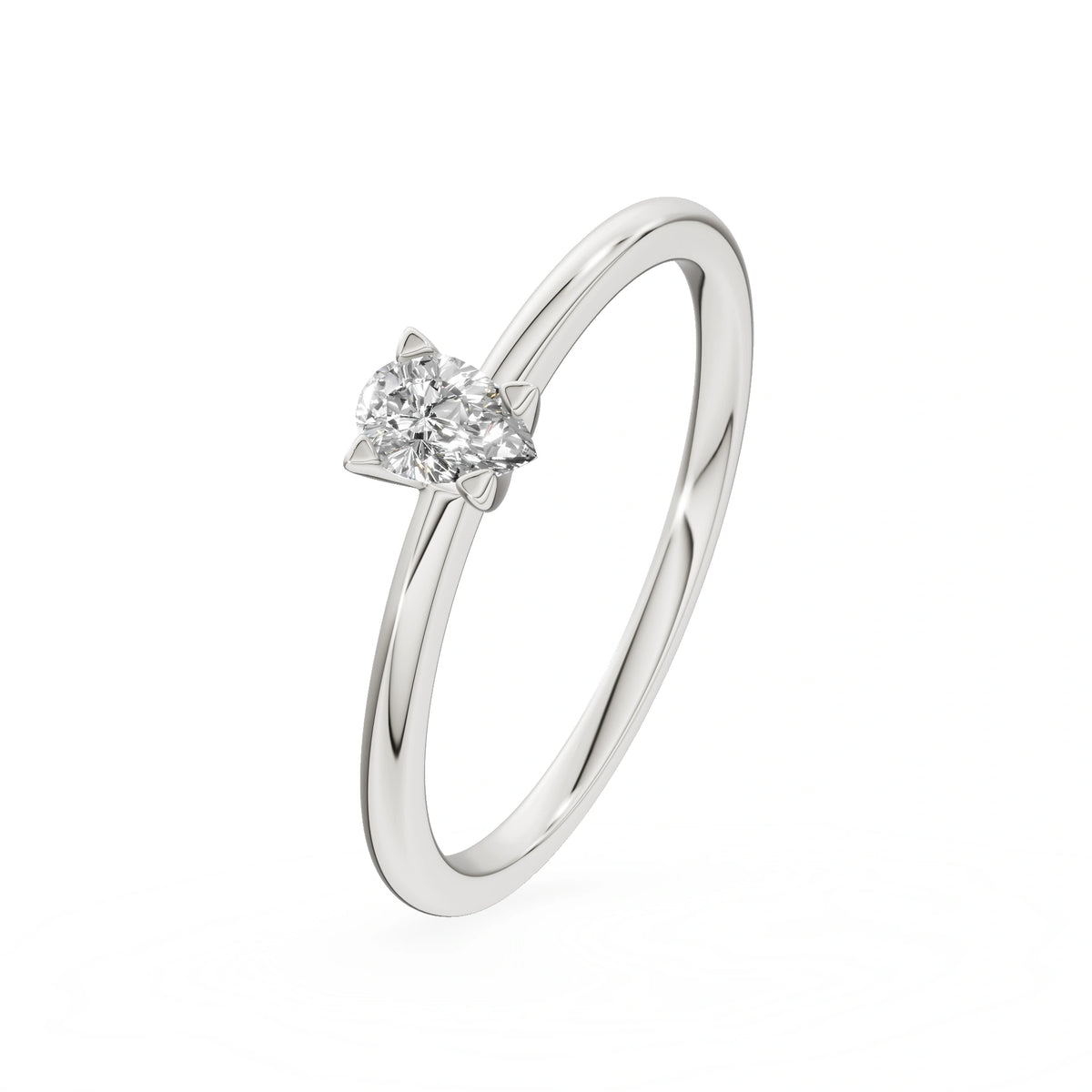 Gremari Seven Grace Verlobungsring aus Weißgold mit 0,15 ct Naturdiamant – Pear