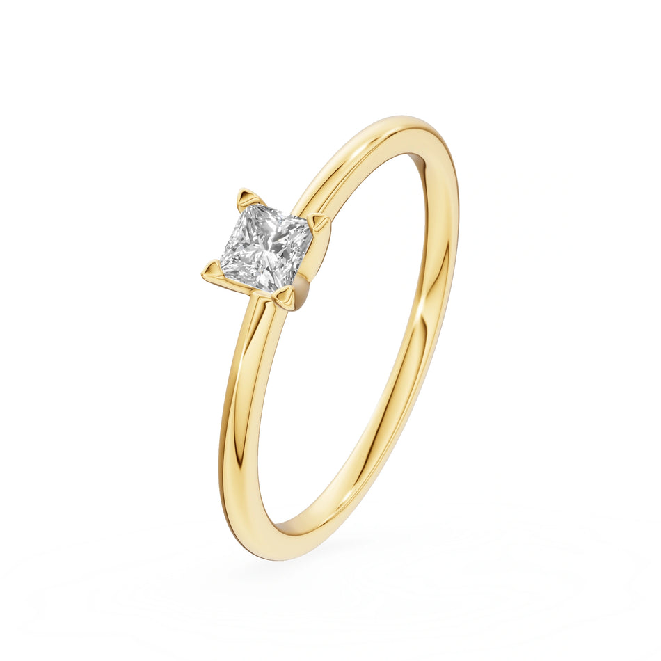 Gremari Seven Grace Verlobungsring aus Gelbgold mit 0,15 ct Labordiamant – Princess