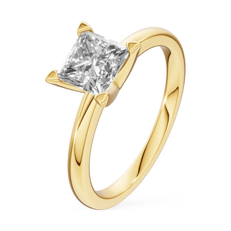 1.00 ct princess-cut lab-grown diamond GREMARI Seven Grace engagement ring in 14K yellow gold