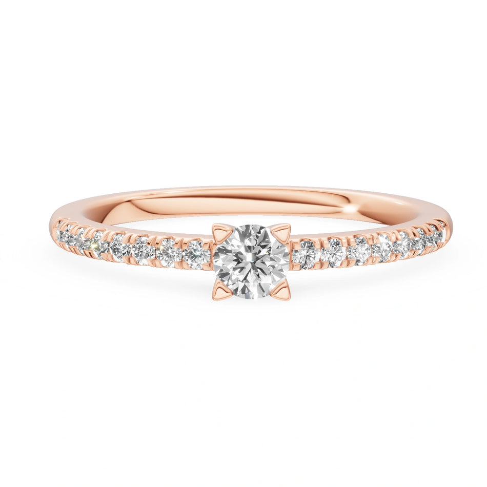 Gremari Seven Solis Verlobungsring aus Roségold mit 0,15 ct Labordiamant – Round/Brilliant