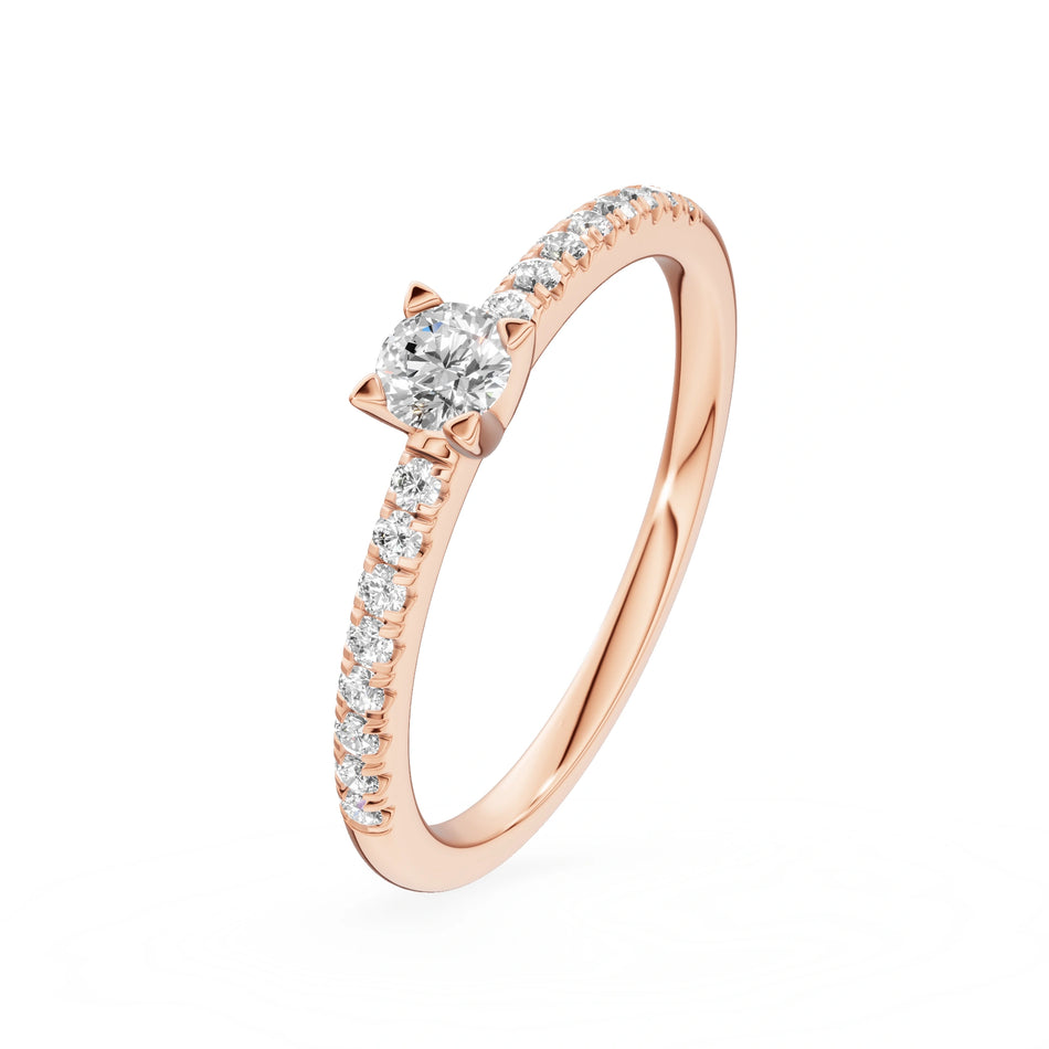 Gremari Seven Solis Verlobungsring aus Roségold mit 0,15 ct Labordiamant – Round/Brilliant