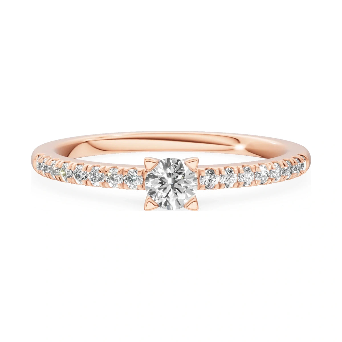 GREMARI Seven Solis 14K rose gold engagement ring with 0.15 ct round-cut natural diamond