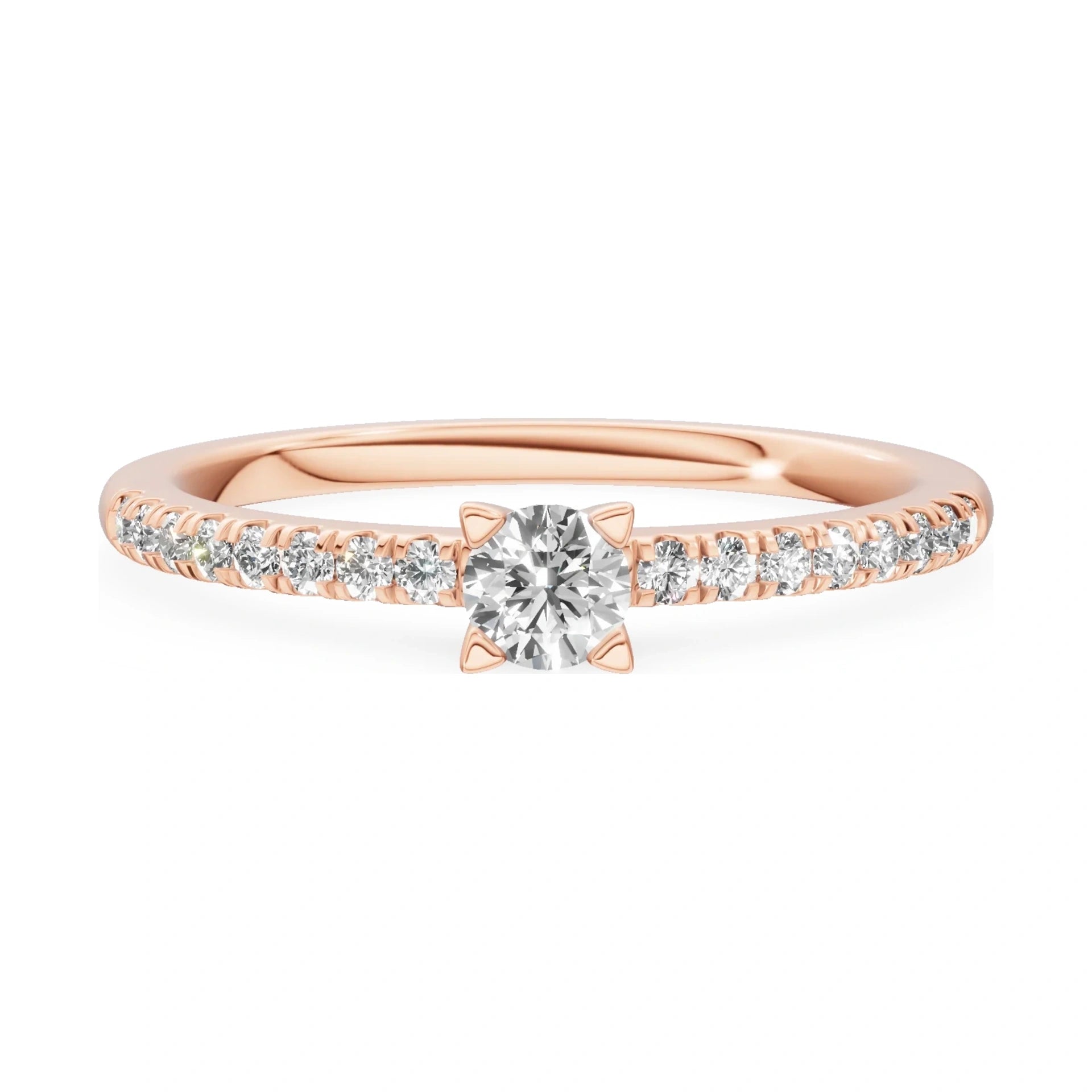 GREMARI Seven Solis 14K rose gold engagement ring with 0.15 ct round-cut natural diamond