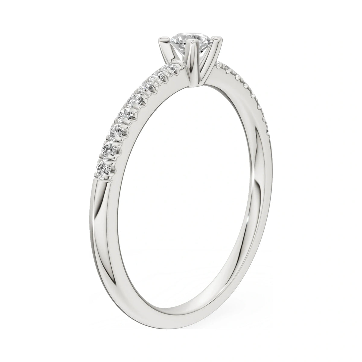 14K white gold GREMARI Seven Solis ring with 0.15 ct round-cut natural diamond