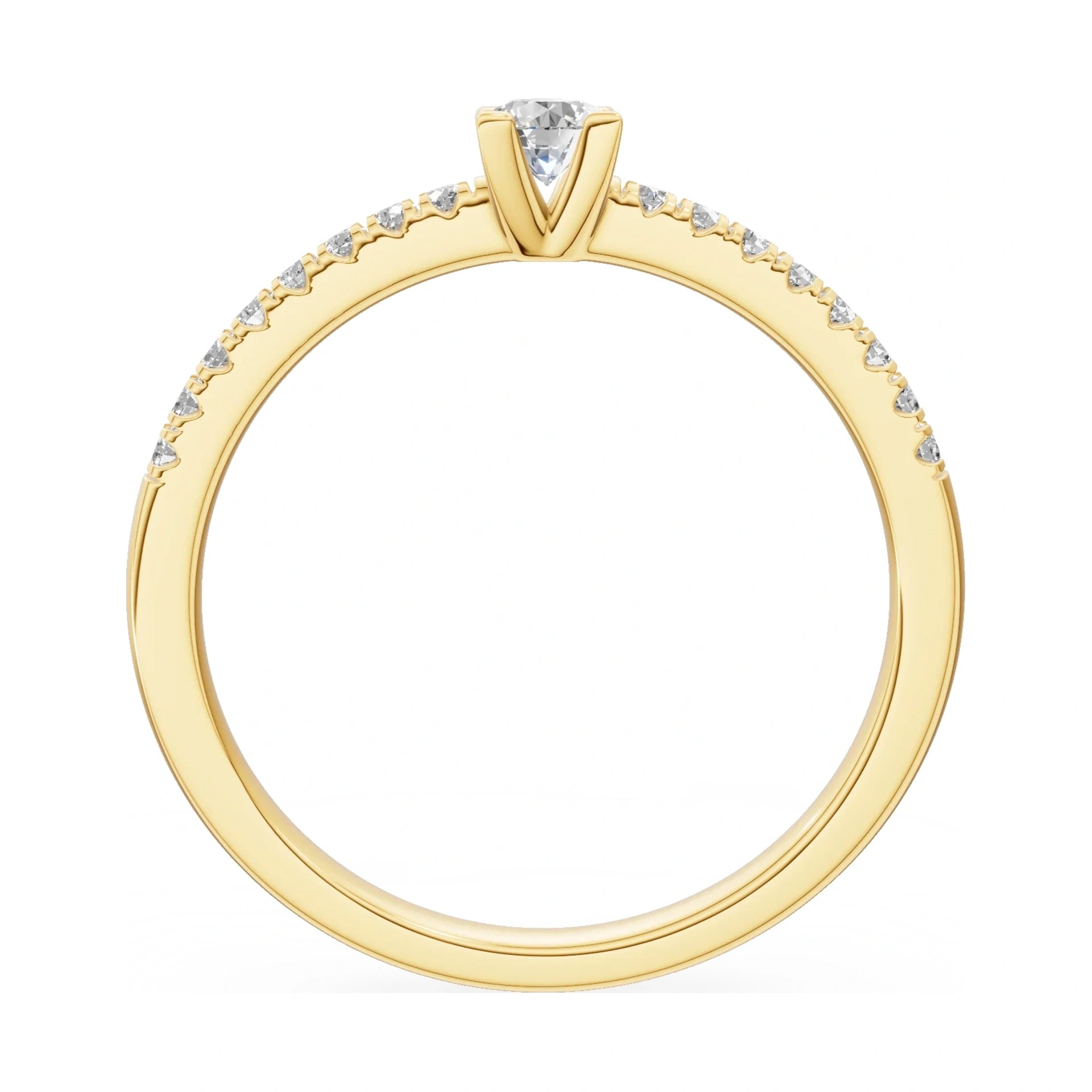 GREMARI Seven Solis round-cut natural diamond engagement ring in 14K yellow gold, 0.15 ct