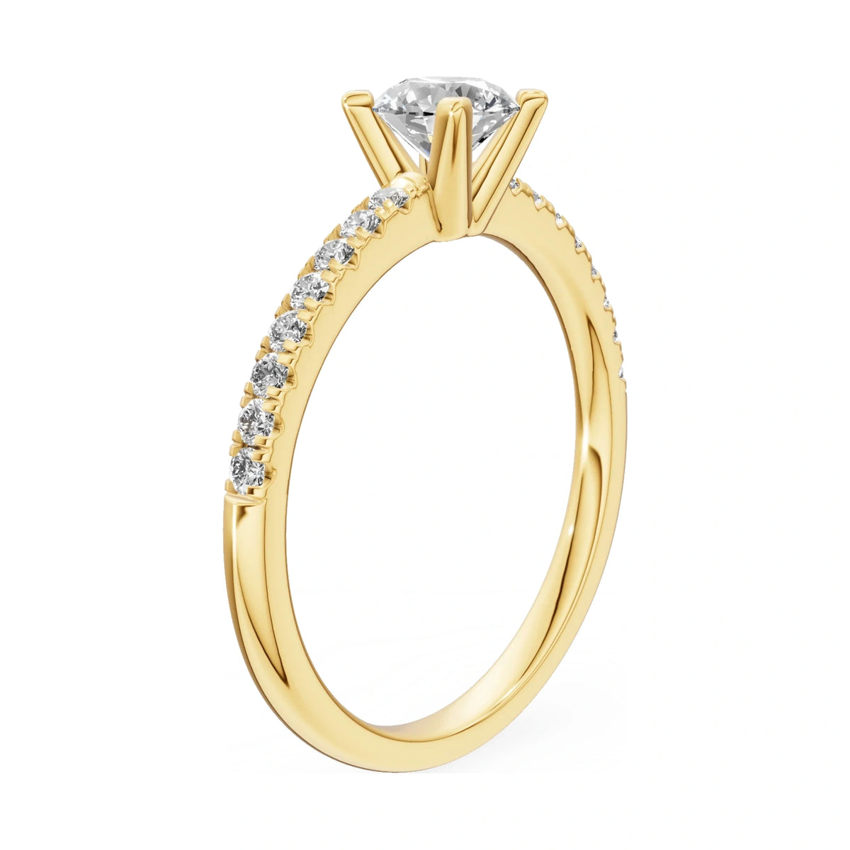 14K yellow gold GREMARI Seven Solis ring with 0.50 ct round-cut natural diamond
