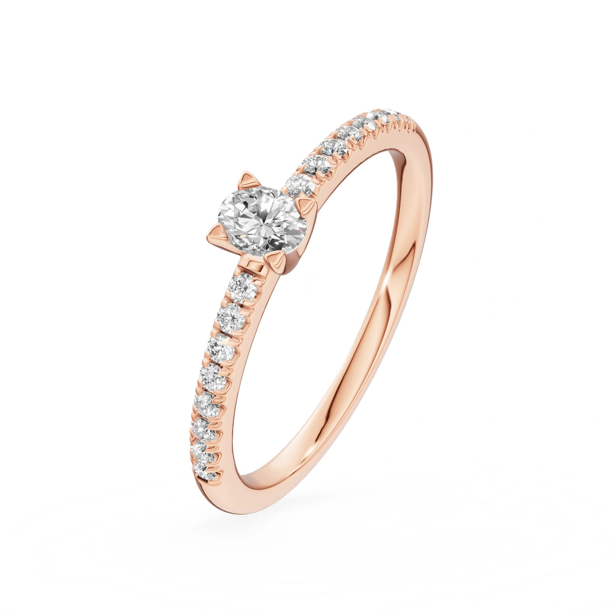 Gremari Seven Solis Verlobungsring aus Roségold mit 0,15 ct Labordiamant – Oval