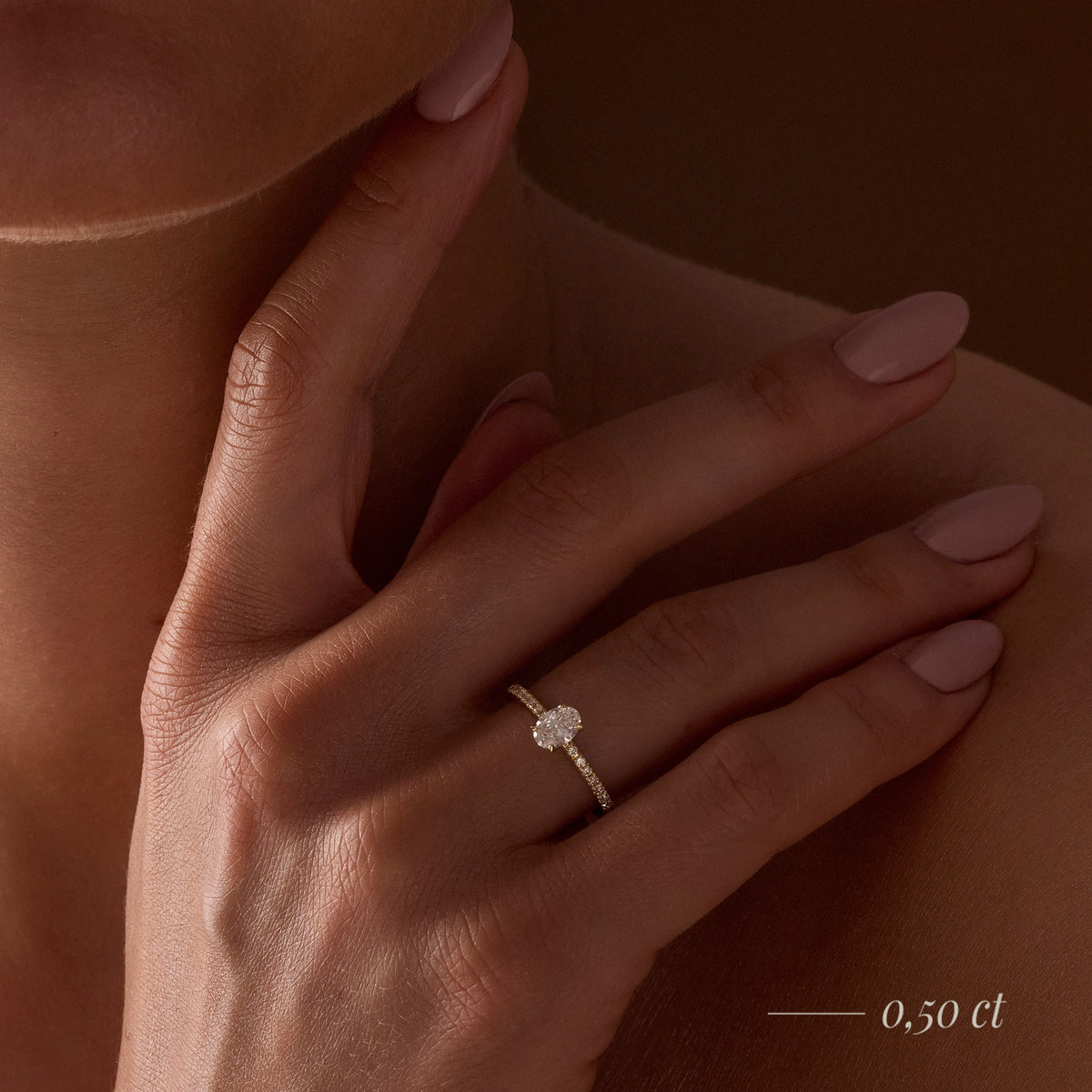 Gremari Seven Solis Verlobungsring aus Roségold mit 1,00 ct Labordiamant – Oval