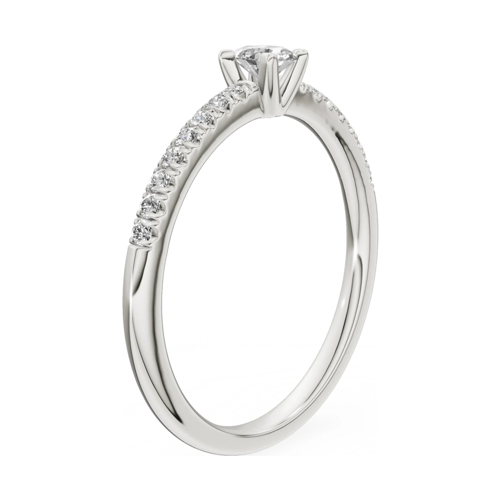 14K white gold GREMARI Seven Solis ring with 0.15 ct oval-cut natural diamond