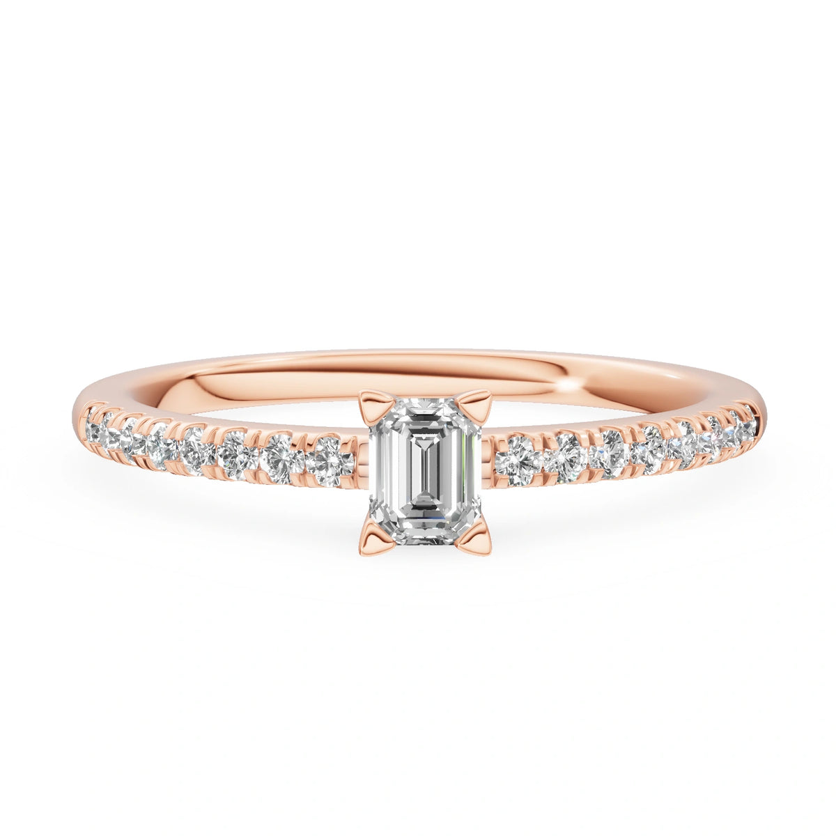 Gremari Seven Solis Verlobungsring aus Roségold mit 0,15 ct Labordiamant – Emerald