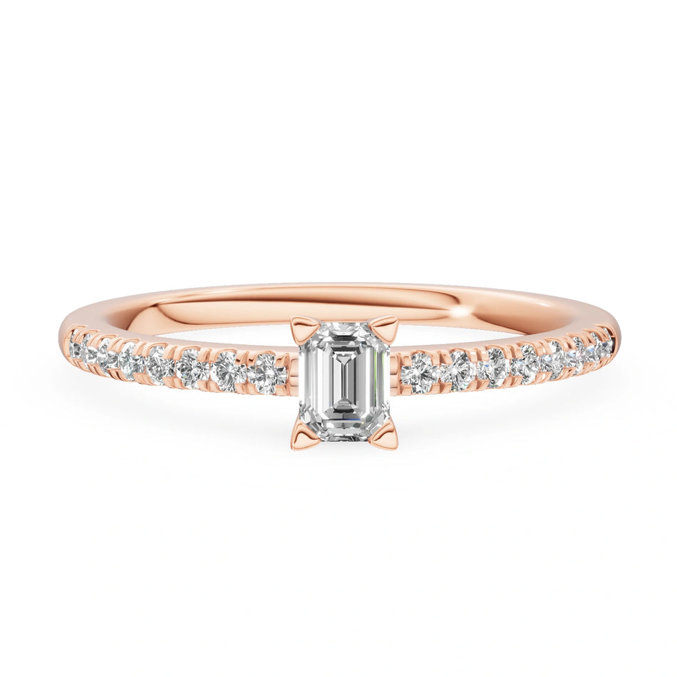 Gremari Seven Solis Verlobungsring aus Roségold mit 0,15 ct Labordiamant – Emerald