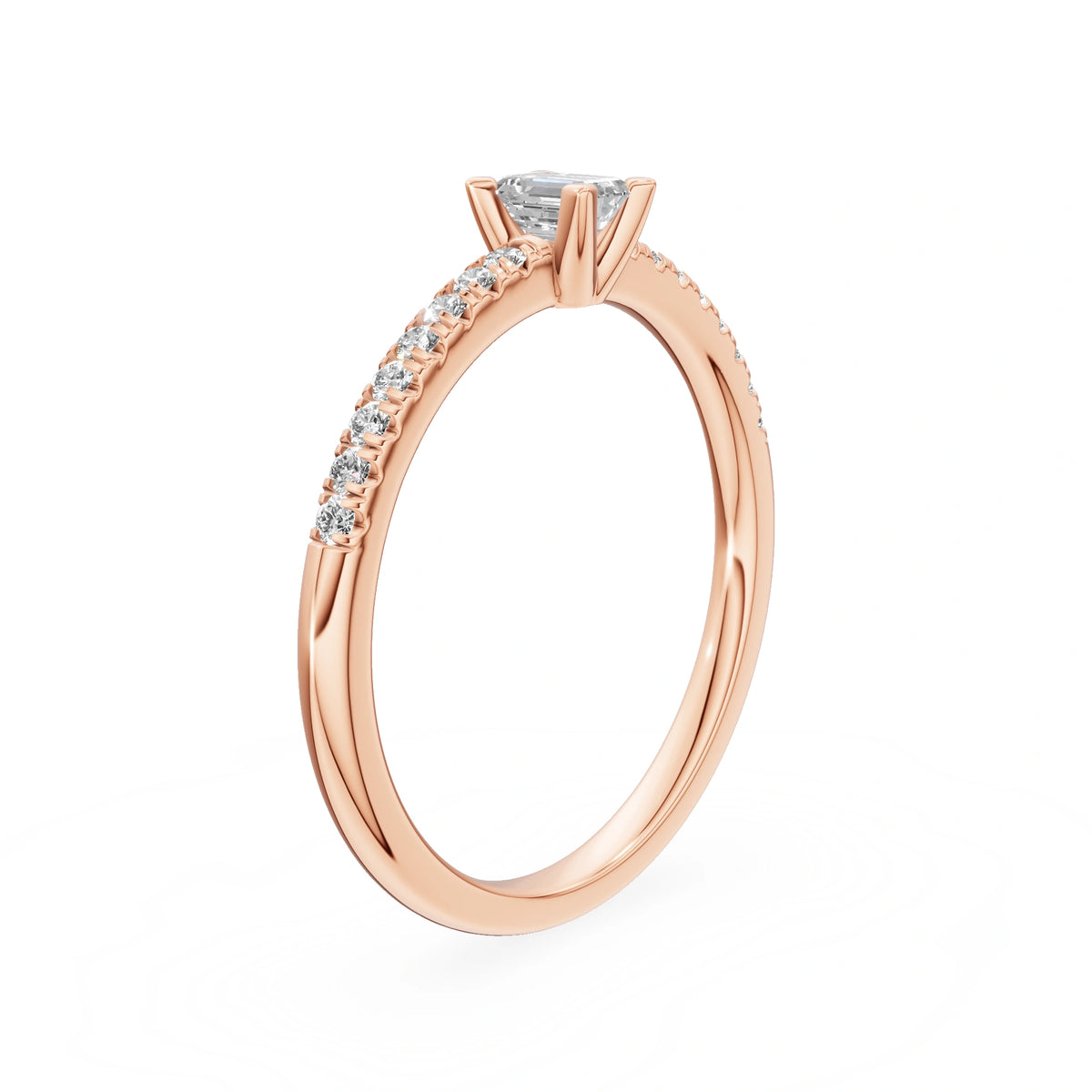 Gremari Seven Solis Verlobungsring aus Roségold mit 0,15 ct Labordiamant – Emerald