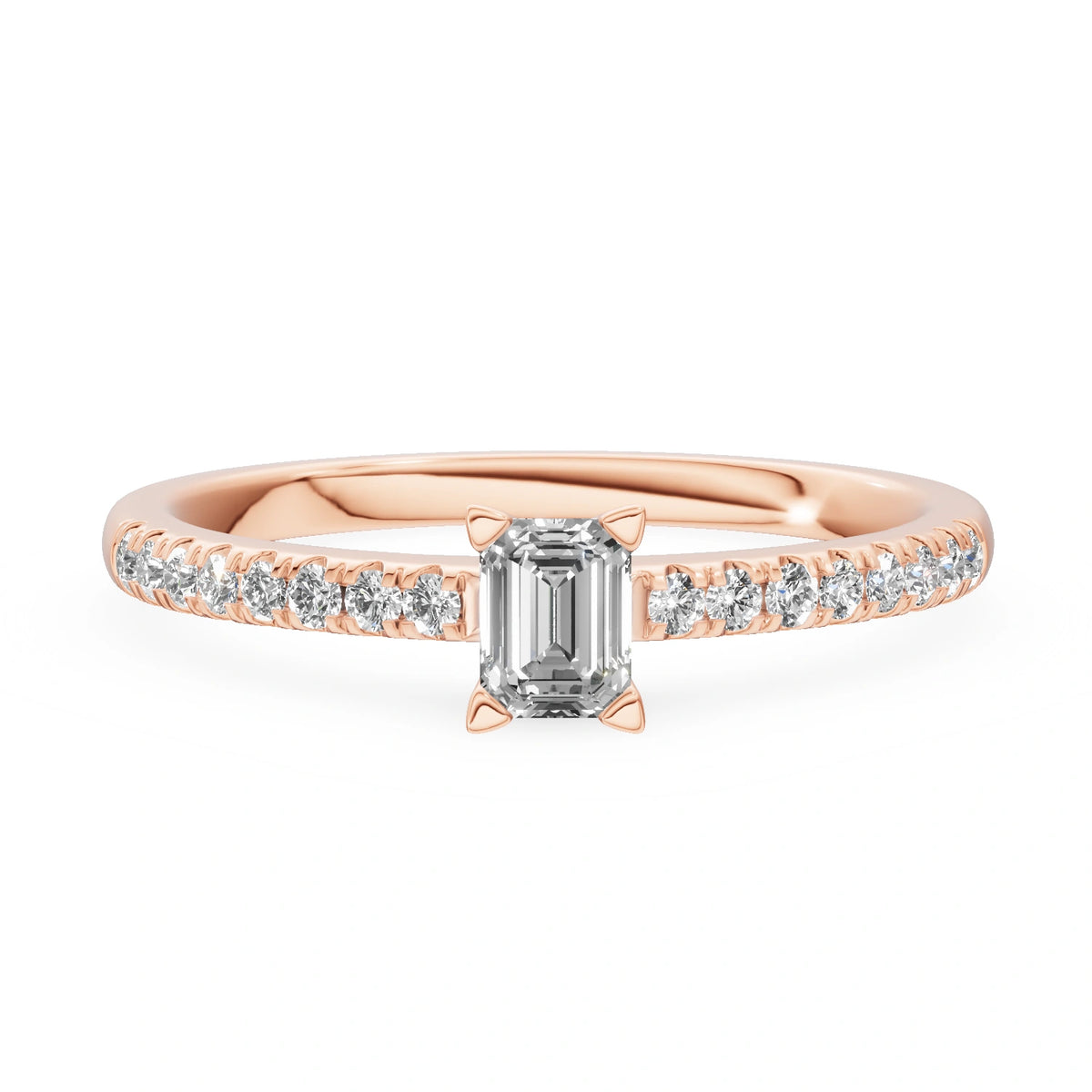 Gremari Seven Solis Verlobungsring aus Roségold mit 0,24 ct Labordiamant – Emerald