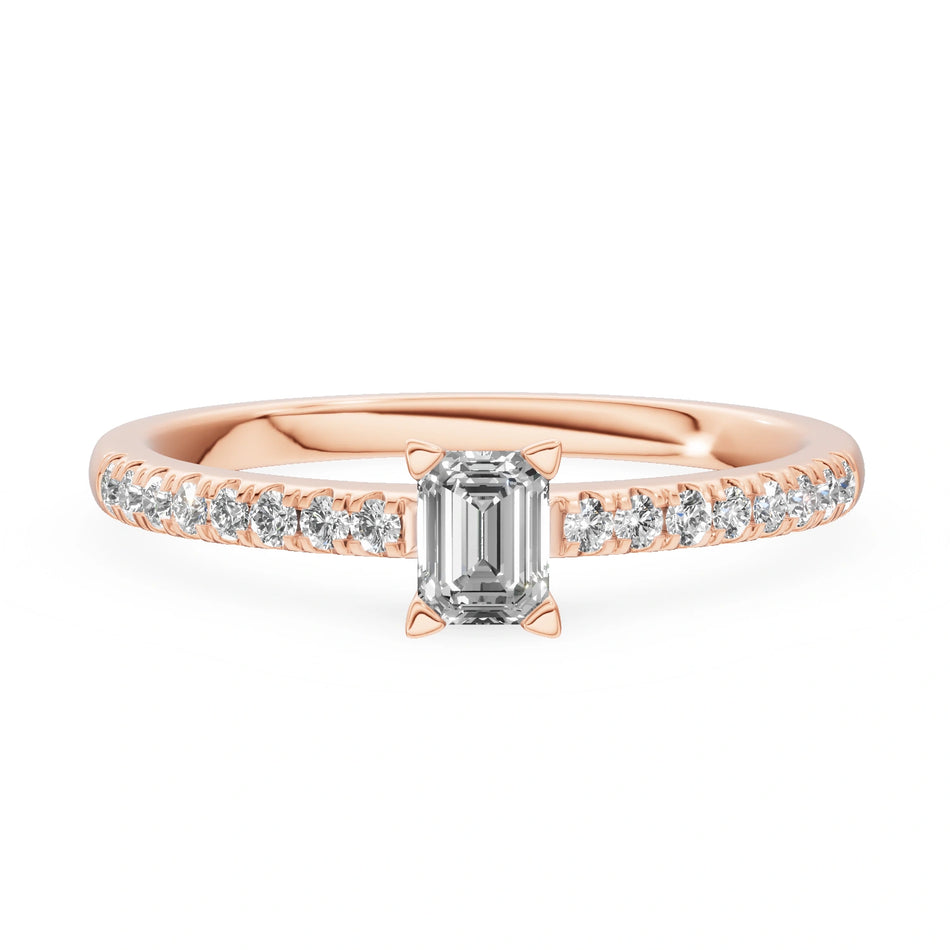 Gremari Seven Solis Verlobungsring aus Roségold mit 0,24 ct Labordiamant – Emerald