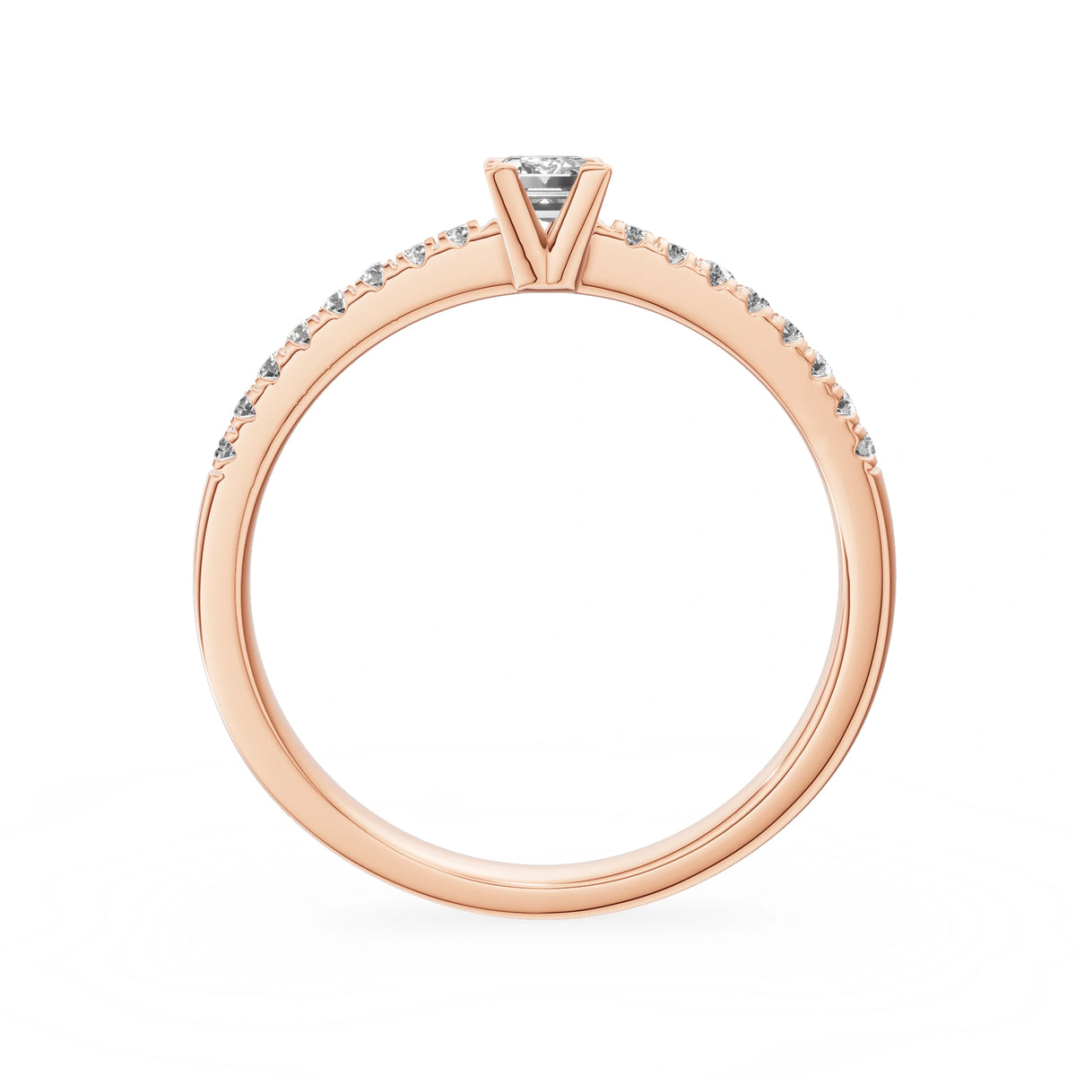Gremari Seven Solis Verlobungsring aus Roségold mit 0,24 ct Labordiamant – Emerald