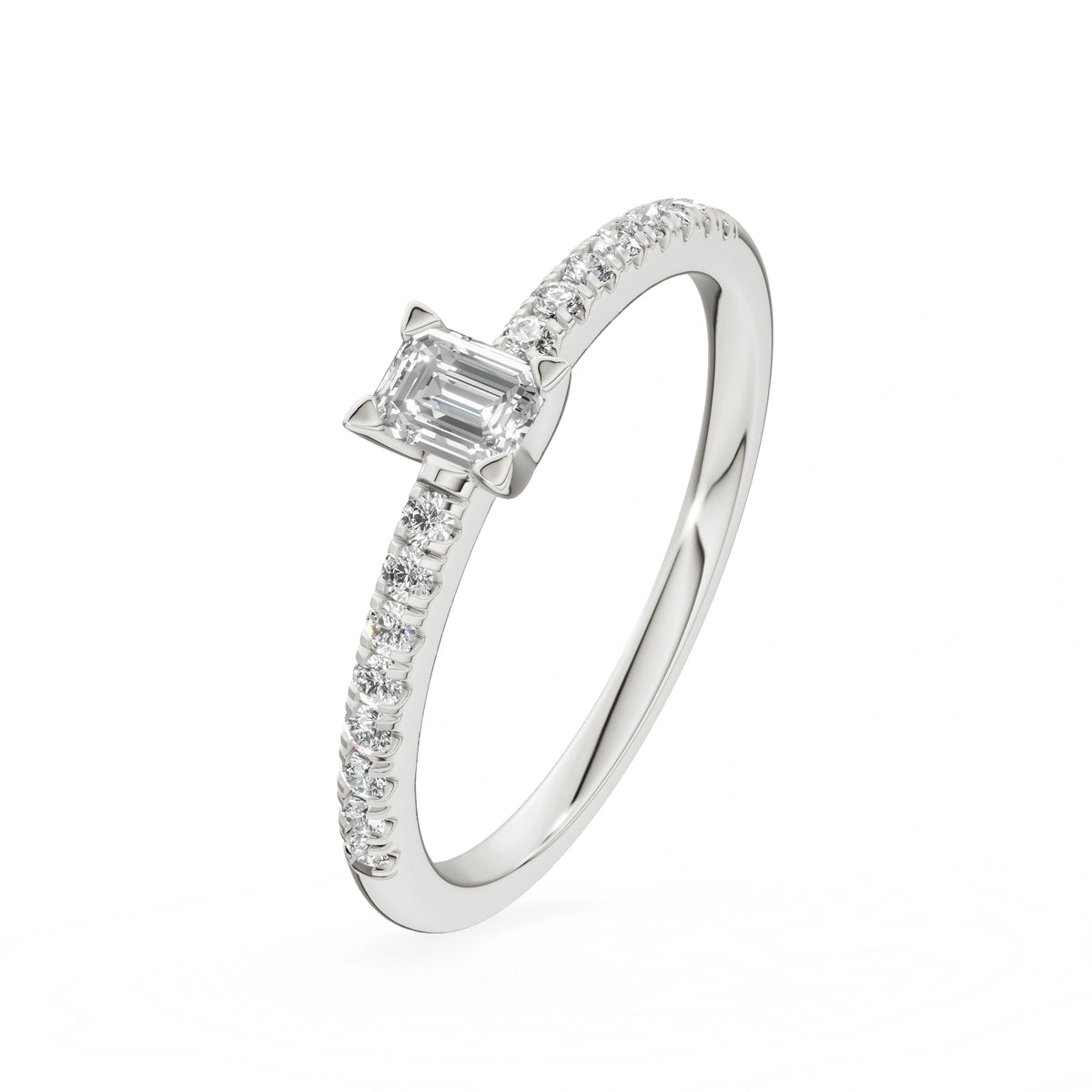 Gremari Seven Solis Verlobungsring aus Weißgold mit 0,15 ct Labordiamant – Emerald